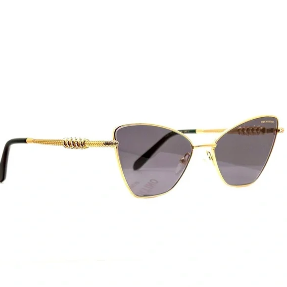 Pier Martino Italy oversized Gold Metal Sunglasses Hand-Set Bohemian Crystals Pier Martino Sunglasses 8380 5 Gold Metal Butterfly Brown  main image 2